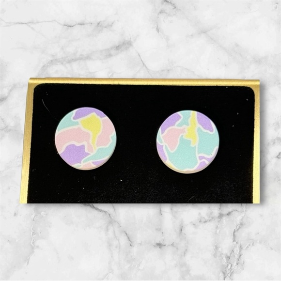 Pastel Abstract Stud Earrings - Picture 2 of 4